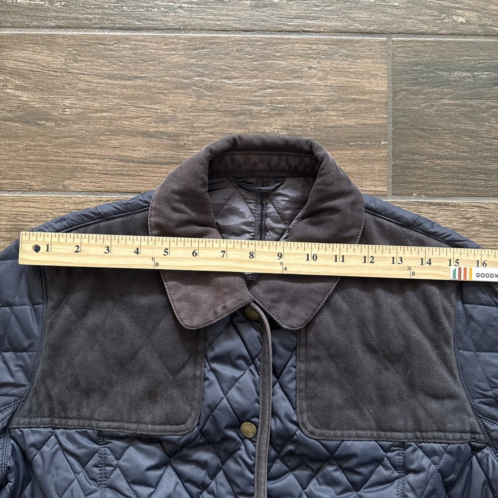 Barbour Strattford Quilt Jacket Women 10 Navy Insulated Corduroy Collar - Picture 9 of 11